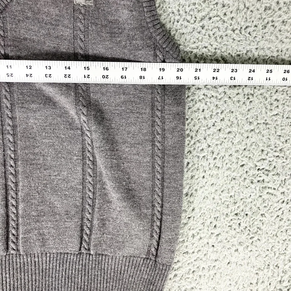 Lacoste Sweater Vest Mens Medium Gray Acrylic Wool V Neck Knit Croc Logo